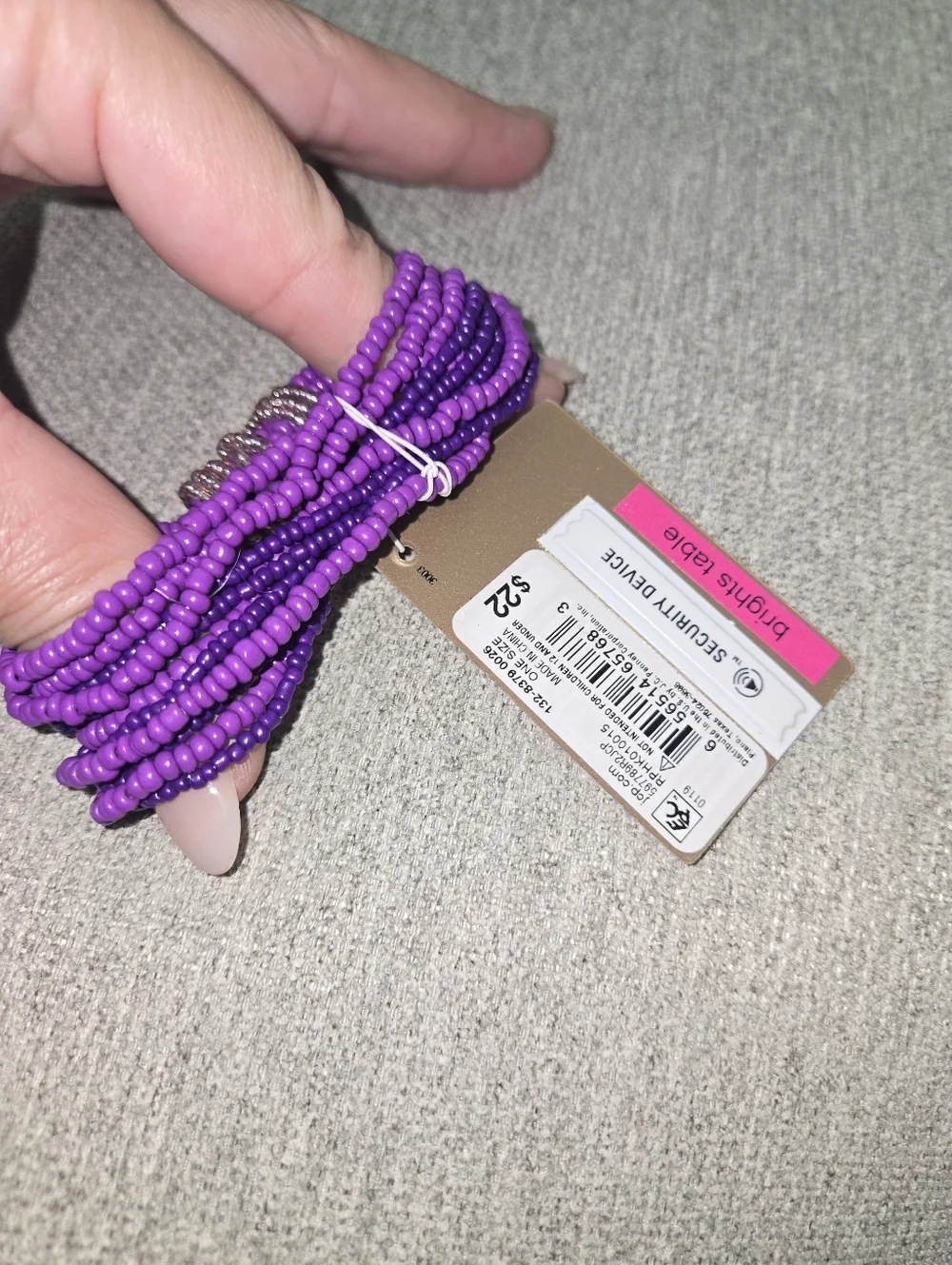 Purple Beaded Multi-Strand Bracelet with Crystal Wrap Accent